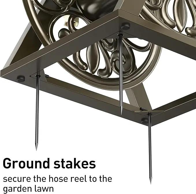 GOFORWILD Garden Wall/Floor Mount Hose Reel, Decorative Hose Reel, Garden Heavy-Duty Water Hose Holder Winder, Holds 200-Feet of 5/8-Inch Hose by GreenHaven Gardens