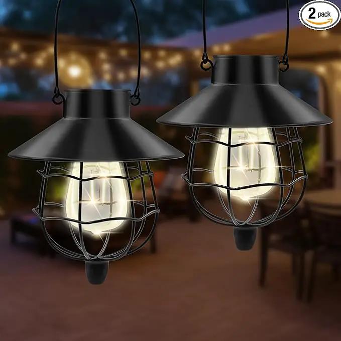 Solar Hanging Lantern Outdoor Waterproof Solar Lanterns Hanging Lights for Outside with Bright Warm White Light for Garden Patio Yard Pathway 2 Pack(Black) by GreenHaven Gardens