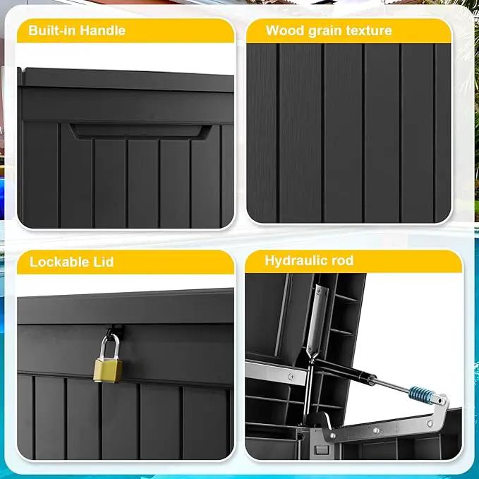 XXL 230 Gallon Large Resin Deck Box, Lockable Outdoor Storage Box for Patio Cushions Storage Furniture,Garden Tools, Pool Supplies, Weatherproof and UV Resistant- Black (230 Gallon) by GreenHaven Gardens