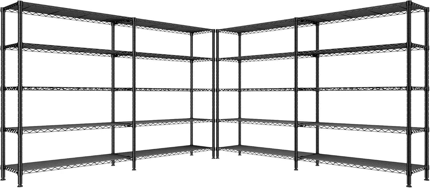 REIBII 70" W Storage Shelves Heavy Duty Load 1600LBS, Metal Shelving 5-Tier Wire Shelving Unit Metal Shelves for Storage Adjustable Shelving Rack for Pantry Kitchen 70" W*15.8" D*72.4" H, 2 Pack by GreenHaven Gardens