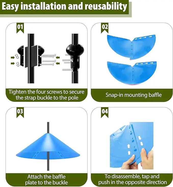 Squirrel Baffle for Bird Feeder Pole, 19 Inch Baffles Guard for Outdoor, Squirrel Proof Bird Feeders Baffle, Shepherd's Hook for Outside (Blue) by GreenHaven Gardens