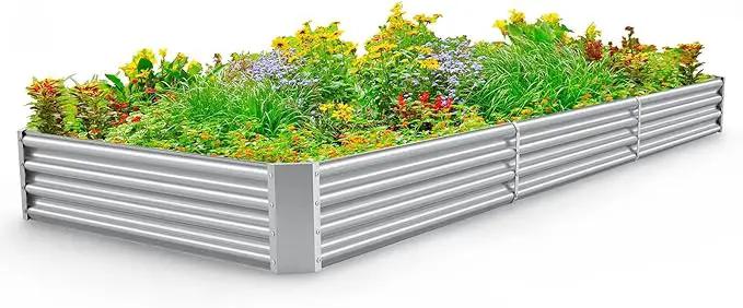 Land Guard 12×4×1ft Galvanized Raised Garden Bed Kit for Vegetables, Galvanized Super Large Metal Planter Raised Garden Boxes Outdoor(359 Gallon Capacity)… by GreenHaven Gardens