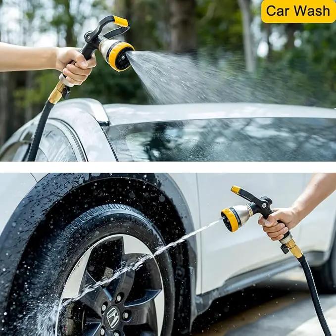 FANHAO Heavy Duty Fireman's Hose Nozzle, Metal Water Nozzle with 8 Spray Patterns, High Pressure Garden Hose Sprayer with Lever Control and Non-Slip Grip to Water Plants & Lawns, Wash Cars & Clean by GreenHaven Gardens