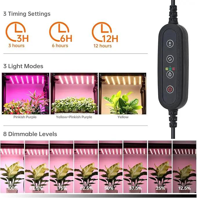 Indoor Plant Stand with Grow Lights , 7 Tier Corner Wooden Tall Grow Light Stand for Indoor Plants , Full Spectrum Dimmable 50W(5x10W) LED Grow Light Panel with Timer for Garden , Living Room by GreenHaven Gardens