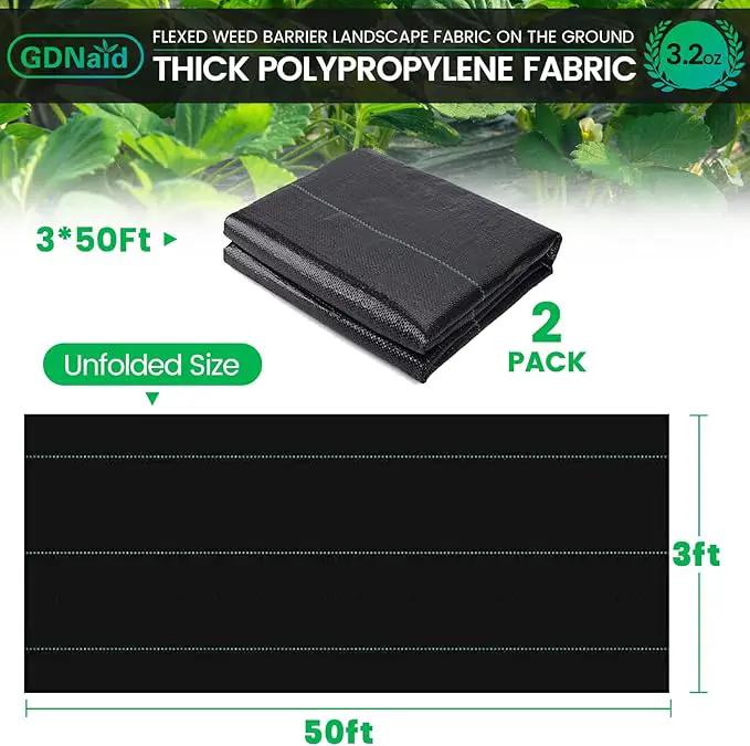3ftx100ft Weed Barrier Landscape Fabric Heavy Duty, 3.2oz Weed Barrier Fabric, Easy Setup Woven Garden Landscaping Fabric by GreenHaven Gardens