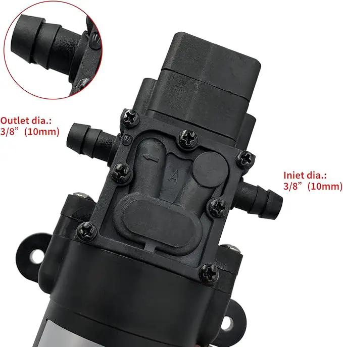 DC 12V Diaphragm Pump, Self-Priming Sprayer Pump, 1.2 GPM 87 PSI Pressure Switch Adjustable water pump, With 2 hose clamps, for RV Camping Shower Garden Irrigation by GreenHaven Gardens