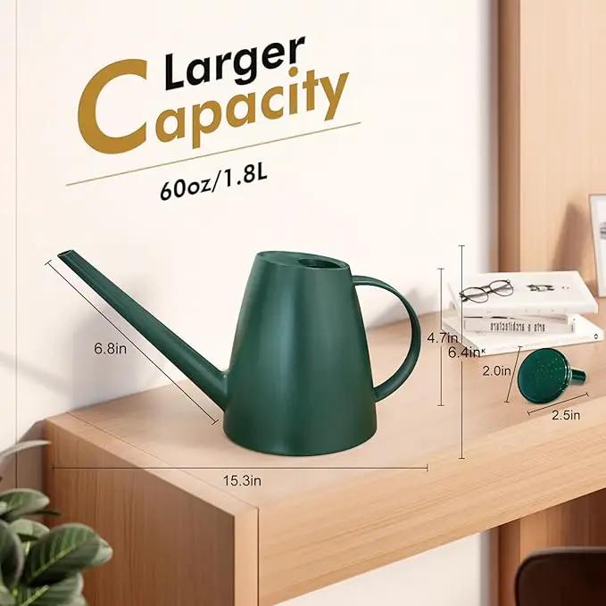Watering Can for Indoor Outdoor Plants, Modern Small Watering Cans with Removable Nozzle, Long Spout Watering Can for Indoor Bonsai Plants Garden Flowers 1/2 Gallon 1.8L 60OZ (Dark Green) by GreenHaven Gardens