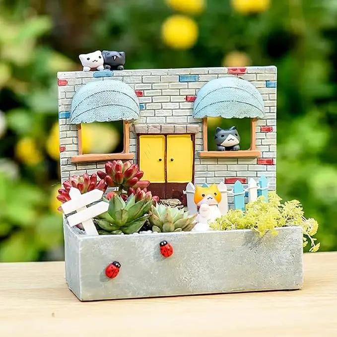 Mini Cute Tuxedo Small Cat Figures Decor, Miniature Fairy Garden Cat Succulent, 12 Pcs Lovely Cat Figurines For Cat Lovers, Tiny Terrarium Animal Statues Ornaments For Home Decoration Micro Landscape by GreenHaven Gardens