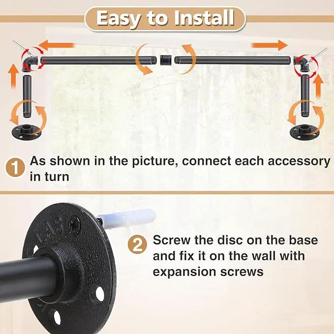 Plant Hanger Indoor, 34.2in Strong Load-Bearing Hanging Plant Holder, Window Plant Rod Black Metal Bar for Wall Ceiling Decor Shelves, 2 Pcs(Pot Chain & Plant Not Included) by GreenHaven Gardens