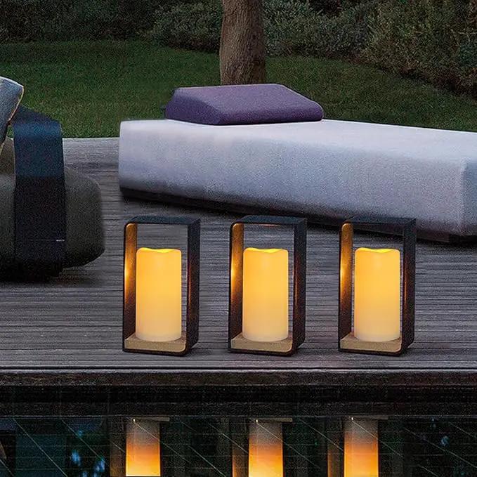 Flickering Flameless LED Candles with 10-Key Remote & Timer, Waterproof Outdoor Indoor f Battery Operated Candles for Home/Wedding/Festival Décor Set of 2 (D3 x H5.5) Ivory by GreenHaven Gardens