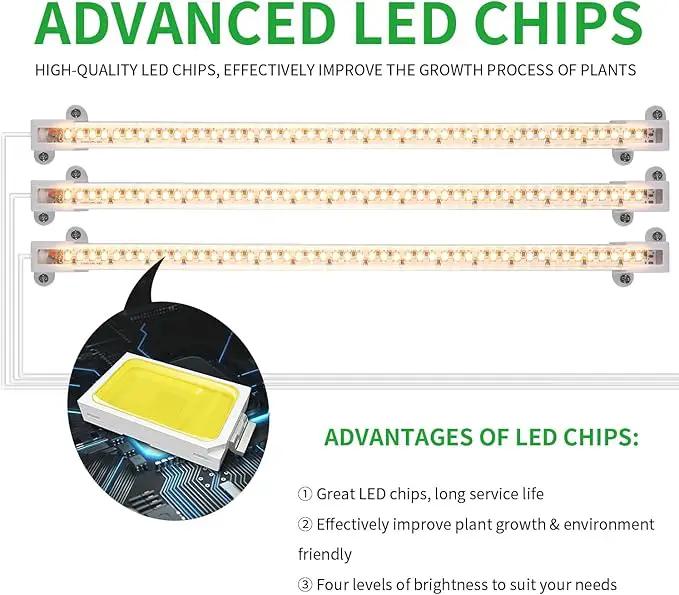 LED Grow Light Strips, Full Spectrum Plant Growing Lights for Indoor Plants 3000K, 144 LEDs Plant Lamp with 3/9/12H Timer, 10 Dimmable Levels, 3 Head 13 Inches by GreenHaven Gardens