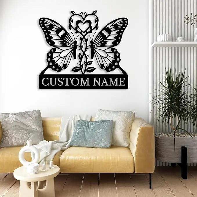 Custom Butterfly Metal Sign,Personalized Butterfly House Number Signs,Personalized Gardener Name Sign,Garden Patio Wall Decor (Style-6) by GreenHaven Gardens
