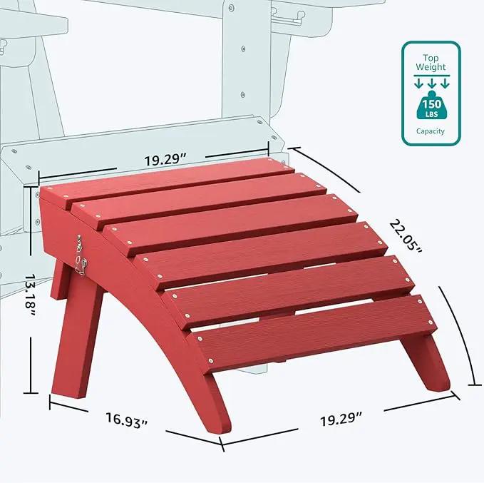 SERWALL Folding Adirondack Footrest, All Weather Adirondack Ottoman Without Assembly, Red by GreenHaven Gardens