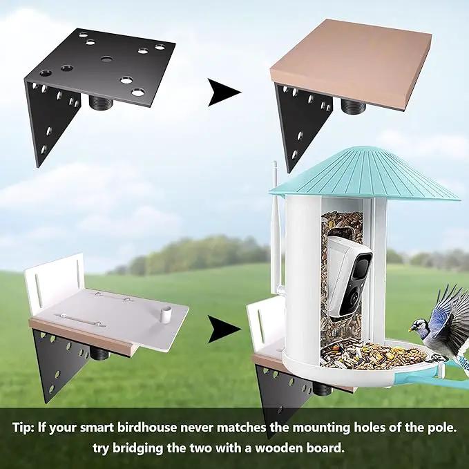 Bird Feeder Pole Stand,95 Inch House Pole for Outdoors Weather Station,Heavy Duty Metal Mount Kit Adjustable Multifunctional Bird Feeder Set by GreenHaven Gardens