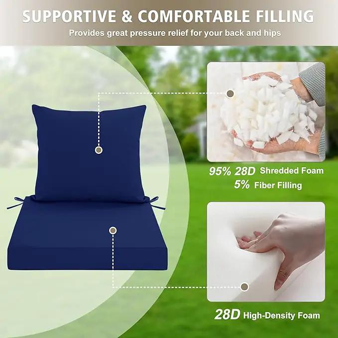 Outdoor Chair Cushions, Waterproof Outdoor Cushions for Patio Furniture w/Fade-Resistant, Removable & Machine-Washable Covers, 19x19 Inch, Ideal for Seat in Gardens/Porch – Set of 2, Navy Blue by GreenHaven Gardens