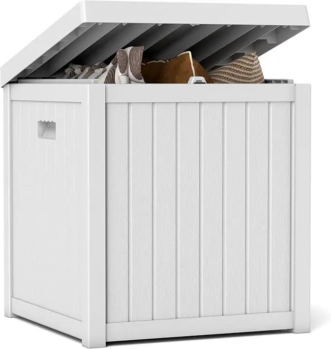 51 Gallon Resin Deck Box, Outdoor Storage Box Waterproof for Patio, Garden, Pool, and Deck, Storage Solution for Cushions, Tools, Delivery Packages, White by GreenHaven Gardens
