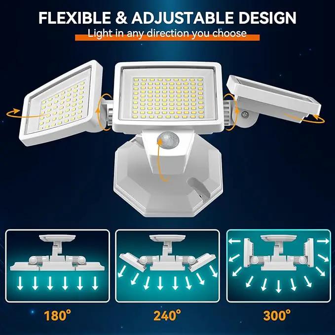 65W LED Flood Light Outdoor, 6500LM, Waterproof, 6500K Motion Sensor Flood Lights Outdoor with Adjustable 3 Head Detected Floodlight for Outside Entryway Garage, Yard, Porch, White by GreenHaven Gardens