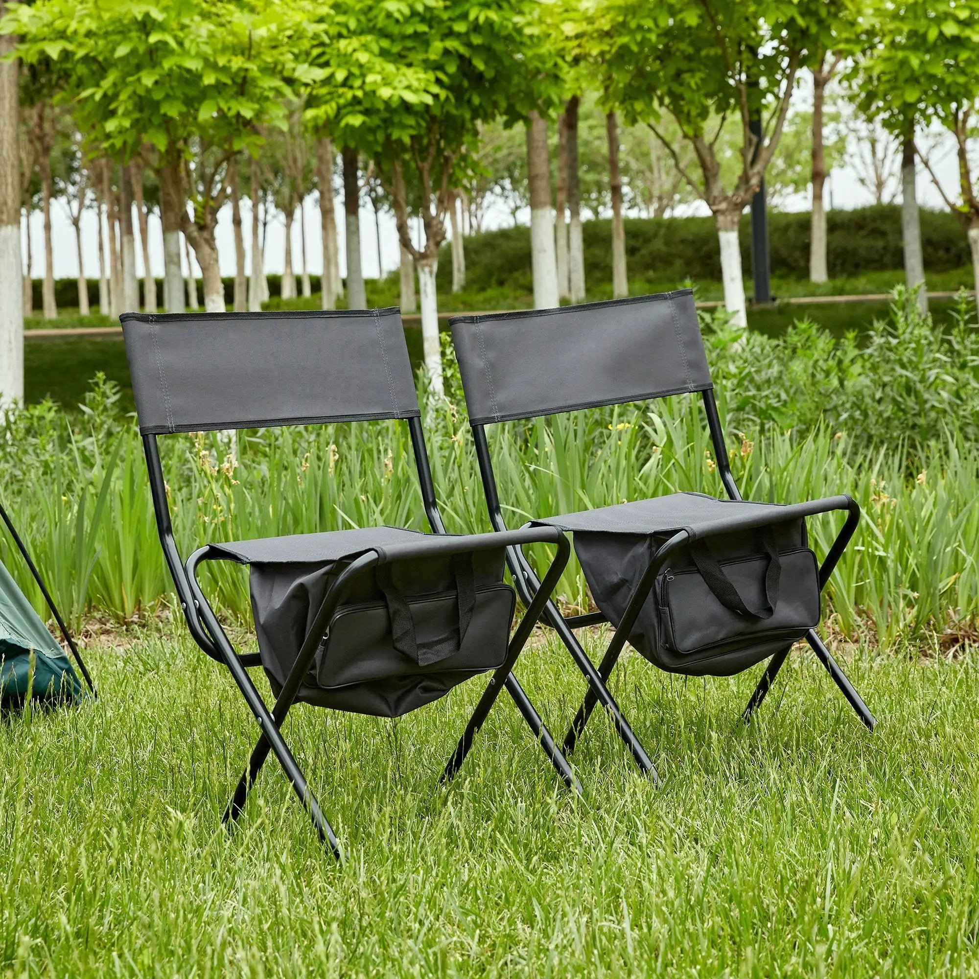 Folding Outdoor Chairs With Storage Bag, Portable Chair For Indoor, Outdoor Camping, Picnics And Fishing by HouseOfZazla