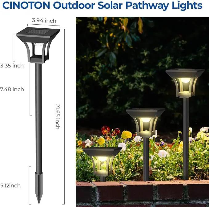 CINOTON 8 Pack RGBCW Solar Pathway Outdoor Lights, 3 Lighting Modes Solar LED Garden Lights, IP65 Waterproof Outside Solar Powered Landscape Lighting for Sidewalk Driveway Backyard RGB/Warm/Cold White by GreenHaven Gardens