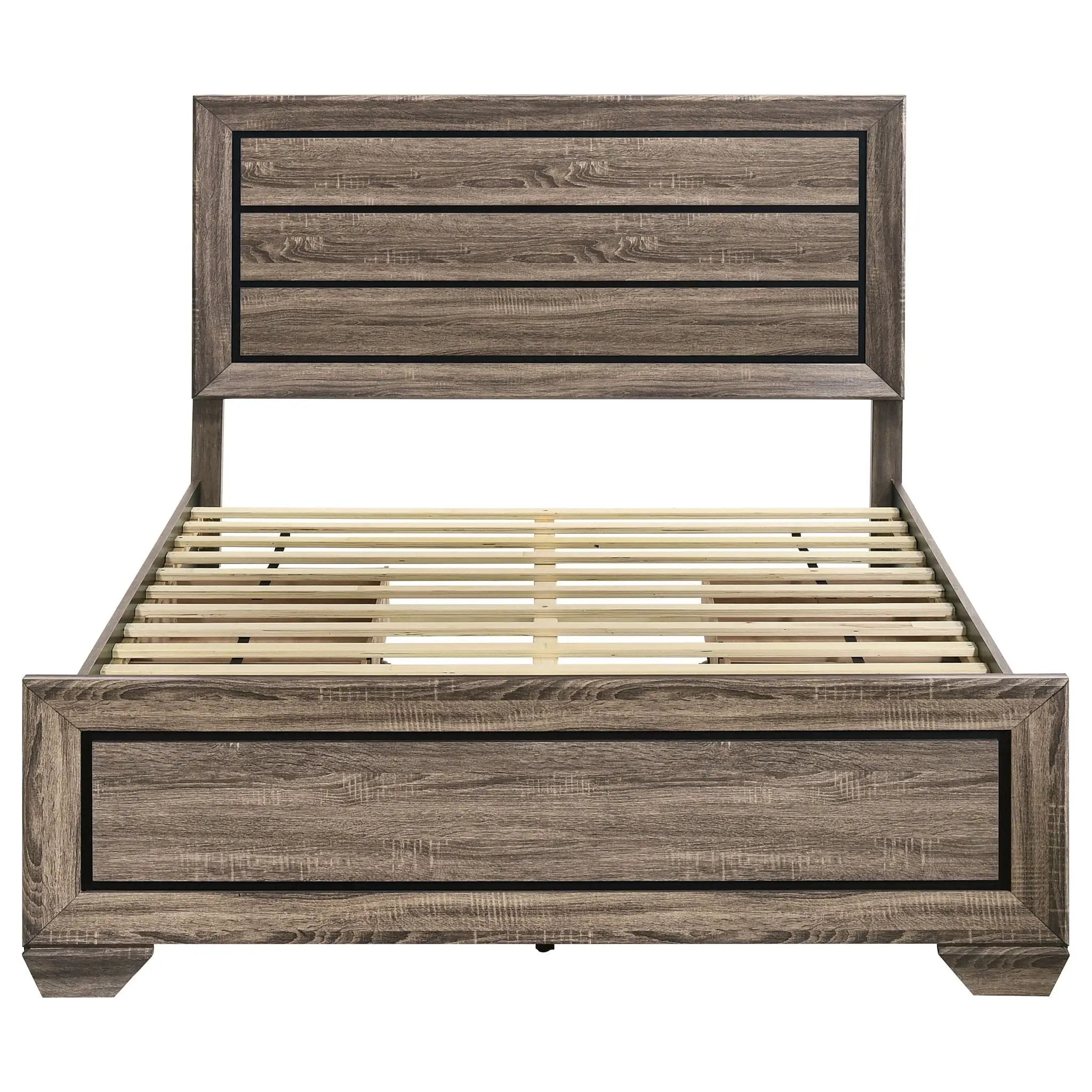 Kauffman Wood Queen Storage Panel Bed Washed Taupe by Unique Piece Furniture
