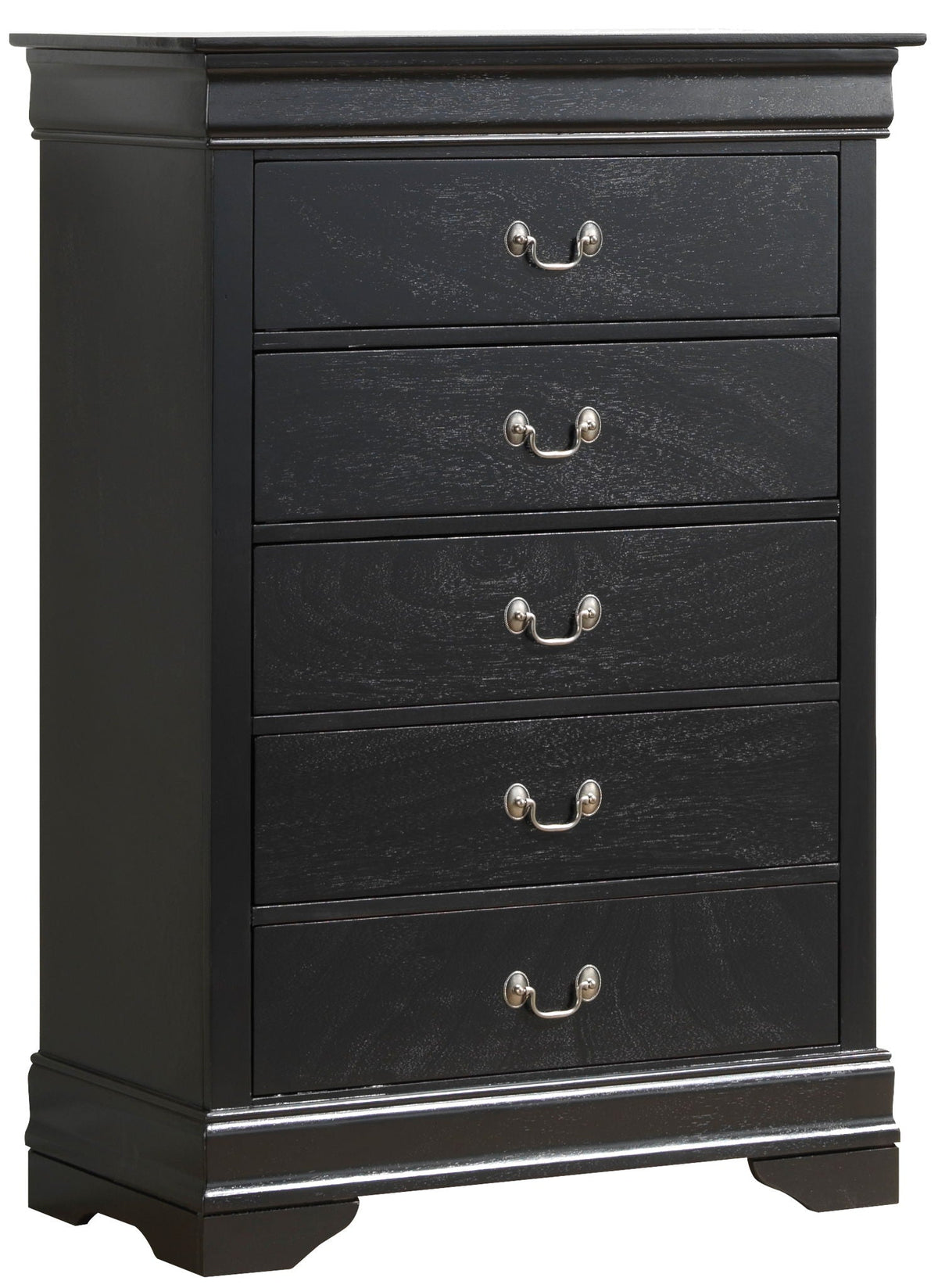 Traditional Storage Chest with Carved Bases and Dovetailed Drawers - Black or Dark Red