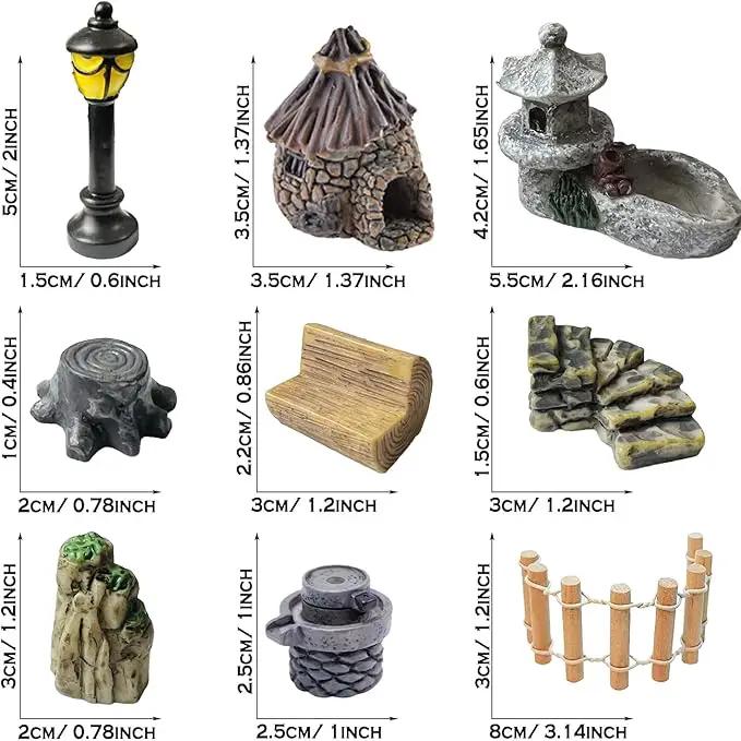 Cayway 26 PCS Outdoor Fairy Garden Miniatures Mini Zen Garden Accessories, Artificial Garden Grass, Model Trees, Terrarium Ornaments, Dollhouse Supplies, Bonsai Decorative Craft Tools Kit by GreenHaven Gardens