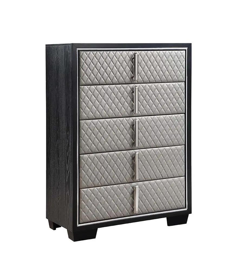 Nicola - Chest - Silver Synthetic Leather & Black by Unique Piece Furniture