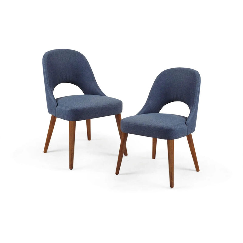 Dining Side Chair Upholstered Textured (Set of 2) - Navy by HouseOfZazla