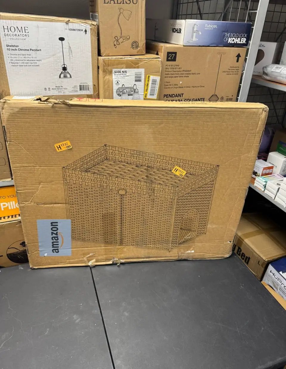 Brand New SETVSON Cat Litter Box Enclosure Furniture, Handwoven Rattan Hidden Litter Box with Mat, Large Space Cat House with 2 S-Shaped Hooks 30.3 x 18.3 x 24.4 Inches, Indoor for Living Room Apartment White PABLO by Selzalot