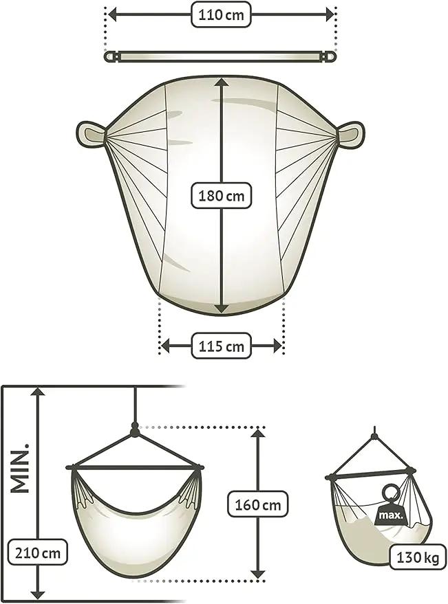 LA SIESTA® Large Comfort Domingo Hammock Chair Swing & Tree Mount Kit - Suspension Kit for Trees Beams Posts - Weatherproof, Outdoor Indoor Hammock Swing - Hanging Chair for Bedroom Patio - Sea Salt by GreenHaven Gardens