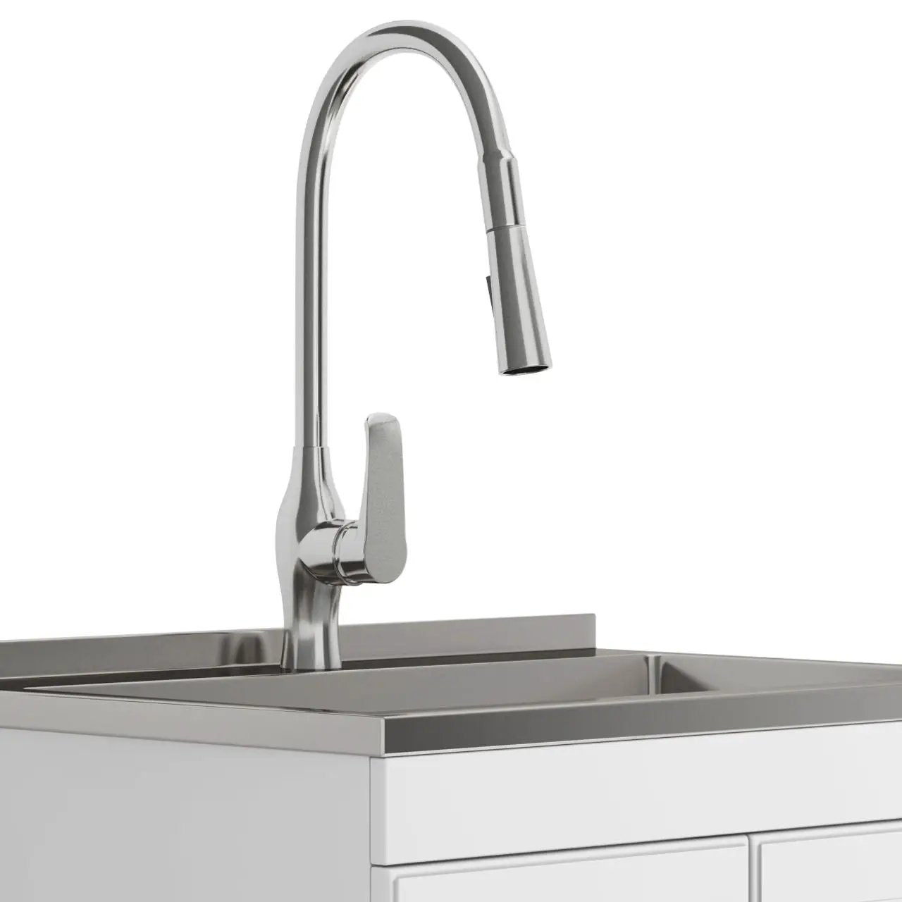 Lawrence - Laundry Cabinet With Faucet And Stainless Steel Sink by HouseOfZazla