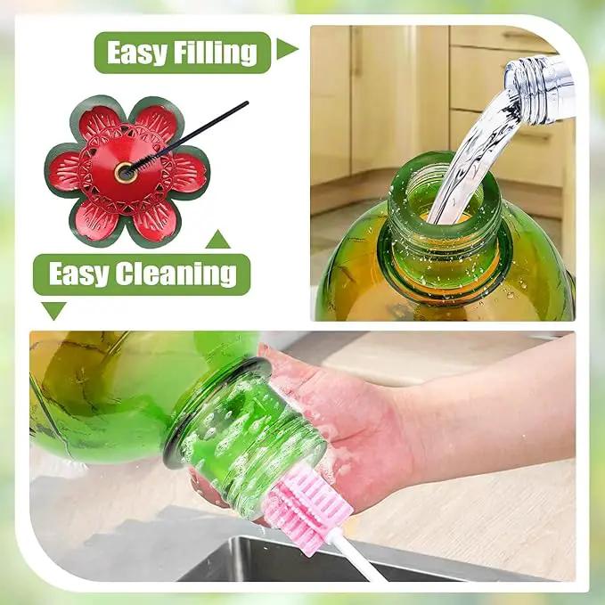 BOLITE Hummingbird Feeder, Glass Hummingbird Feeders for Outdoors Hanging, 22 Ounce, Five Feeding Ports with Perch, Peony Flower Shape, Orange and Green, Gifts for Women Men, Gifts for Mom Dad by GreenHaven Gardens