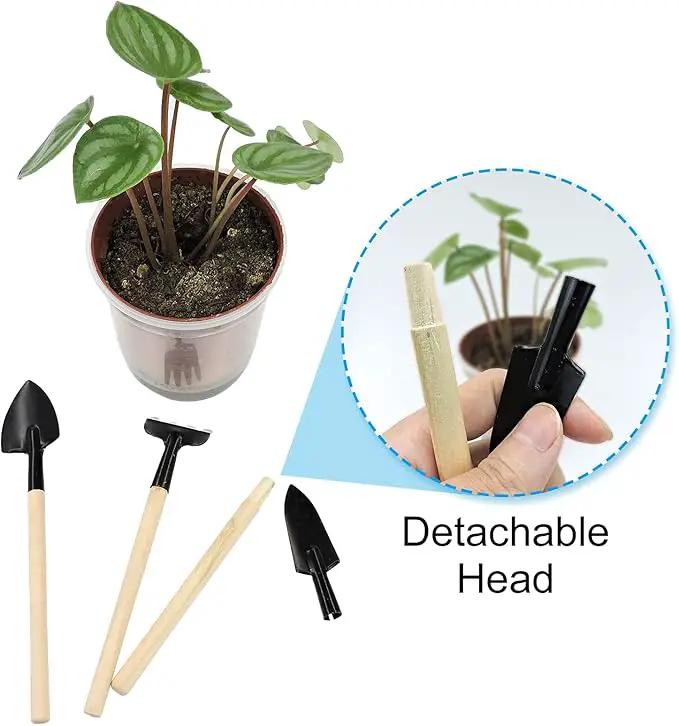 Andiker Mini Gardening Tools, 3pcs Portable Garden Hand Tools Set, Miniature Gardening Rake Trowel and Shovel for Seedlings, Bonsai, Succulents, Herbs, Terrariums and Planting (3pcs) by GreenHaven Gardens