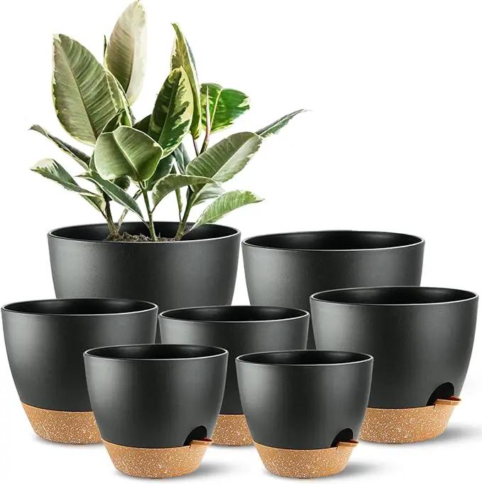 Indoor Pots For Plant Self Watering Plant Pots For Lazy People, 8/7.5/7/6.5/6/5.5/5 Inch,Black Plastic Self Watering Planter For All Houseplants,Succulent, African violets, Flowers And Cactus by GreenHaven Gardens