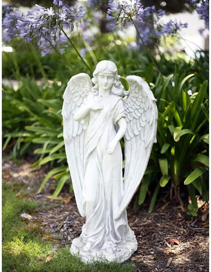 Alpine Corporation 31" Tall Indoor/Outdoor Angel Statue Yard Art Decoration, Light Gray by GreenHaven Gardens