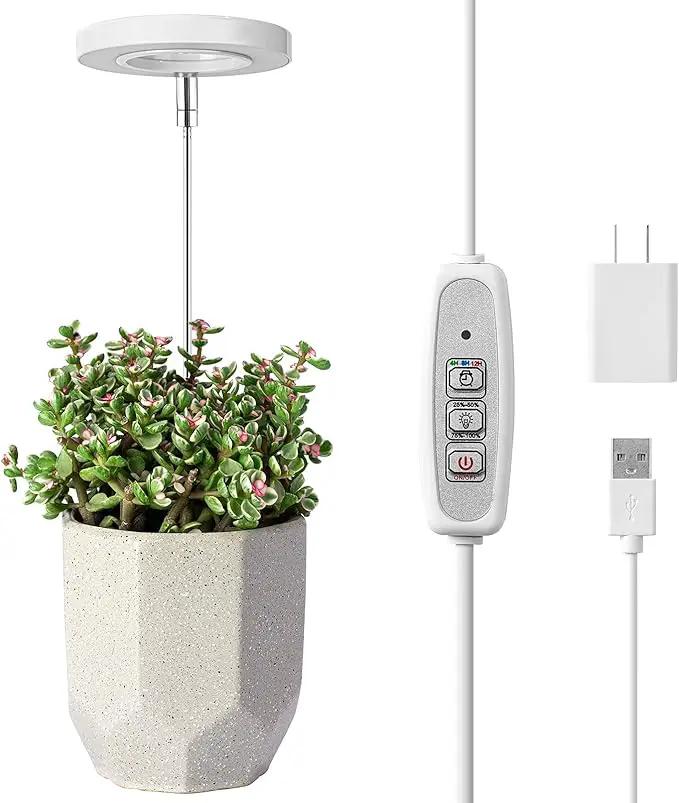 LORDEM Grow Light, Full Spectrum LED Plant Light for Indoor Plants, Height Adjustable Growing Lamp with Auto On/Off Timer 4/8/12H, 4 Dimmable Brightness, Ideal for Small Plants by GreenHaven Gardens