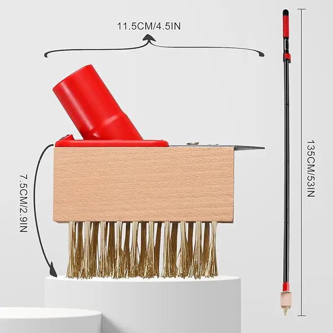 Moss Remove Brush with Long Handle(53IN), Deck Crevice Cleaning Tool, Weed Remover with Wire Brush & Metal Blade, Crack Moss Remover for Pavement Driveway Patio Sidewalk Paver(3 Brush Heads) by GreenHaven Gardens