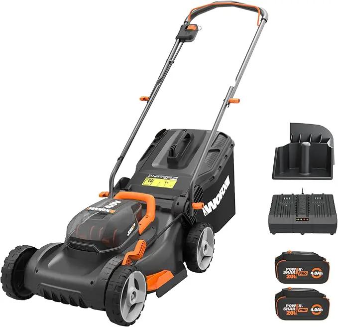 WORX 40V 17" Cordless Lawn Mower for Small Yards, 2-in-1 Electric Mower Cuts Quiet, Compact & Lightweight Push Lawn Mower with 7-Position Height Adjustment – 2 Batteries & Charger Included by GreenHaven Gardens