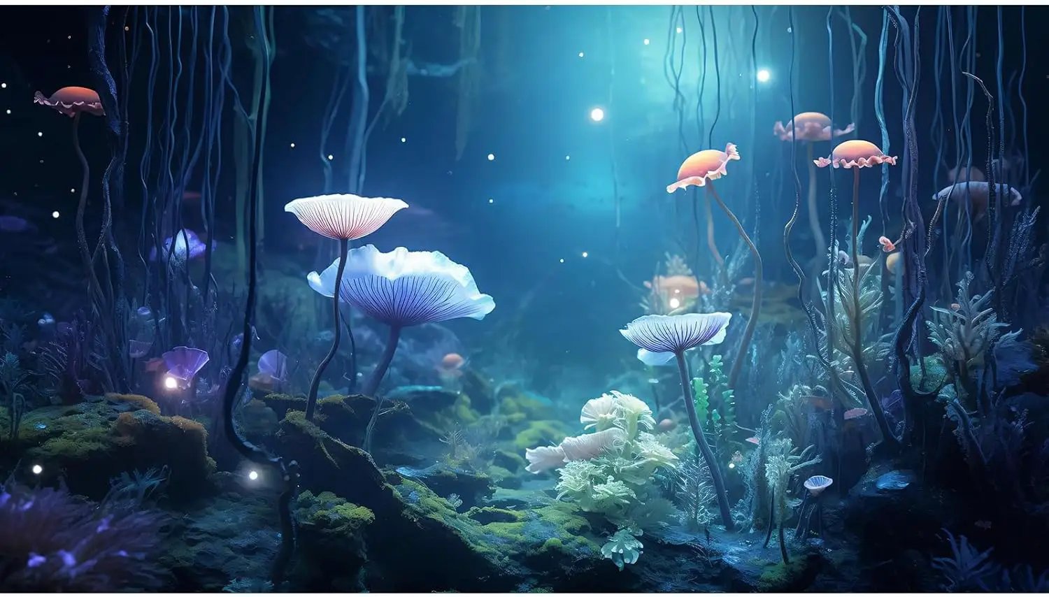 Aquarium Background Surreal Underwater Garden Fish Tank Background Lush Moss Aquatic Plants Tropical Style Landscape Terrarium Tank Backgrounds Under Sea World Aquarium Tank Wallpaper Poster 24x12in by GreenHaven Gardens