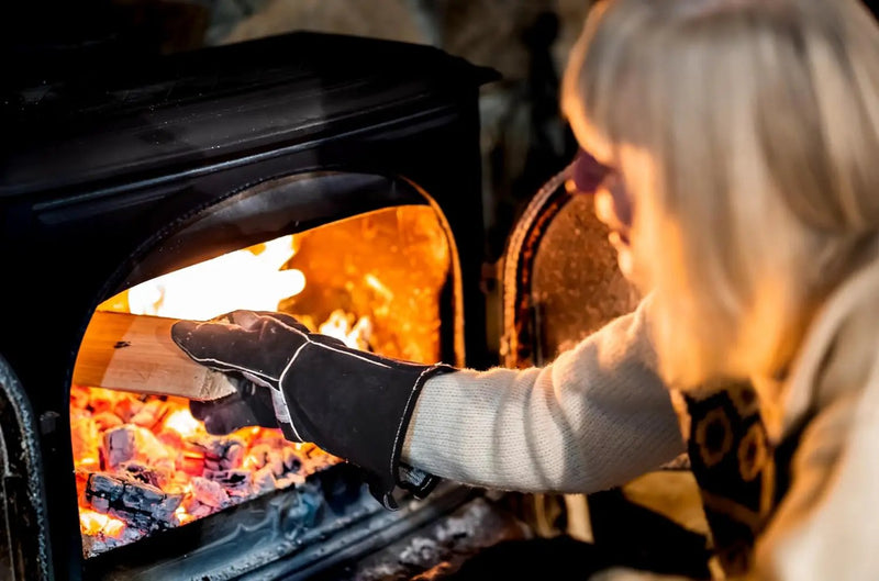 RAPICCA Welding Gloves Fire Heat Resistant: Black 16IN - Fireproof Leather For Stick Mig Flux-Core Welder Forge Blacksmith Fireplace Wood Stove Fire Pit Furnace Handling Dry ice - One Size 662℉ by GreenHaven Gardens