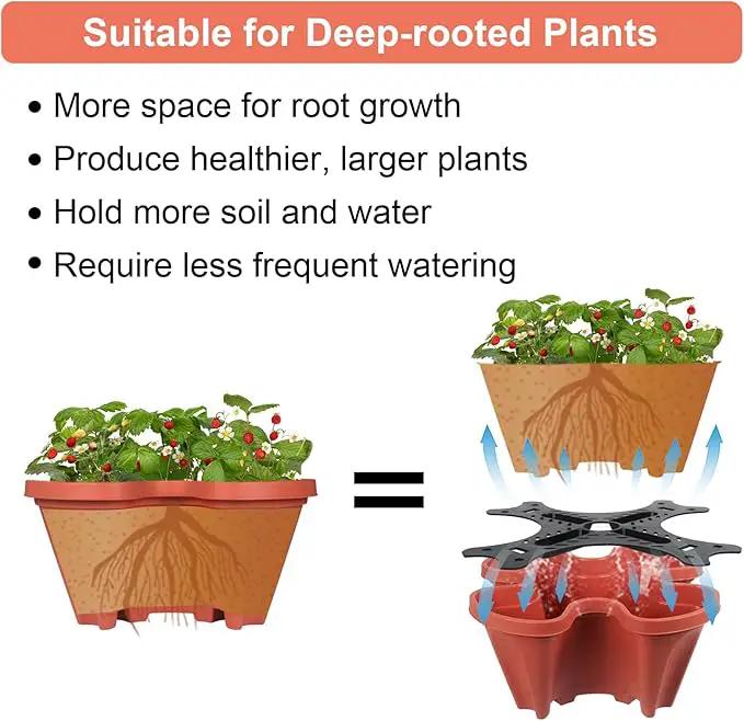 Vertical Planter 6 Tier Stackable Planters Garden Planters Strawberry Herb Flower and Vegetable Planter Indoor Outdoor Gardening Pots with Removable Wheels and Tools by GreenHaven Gardens