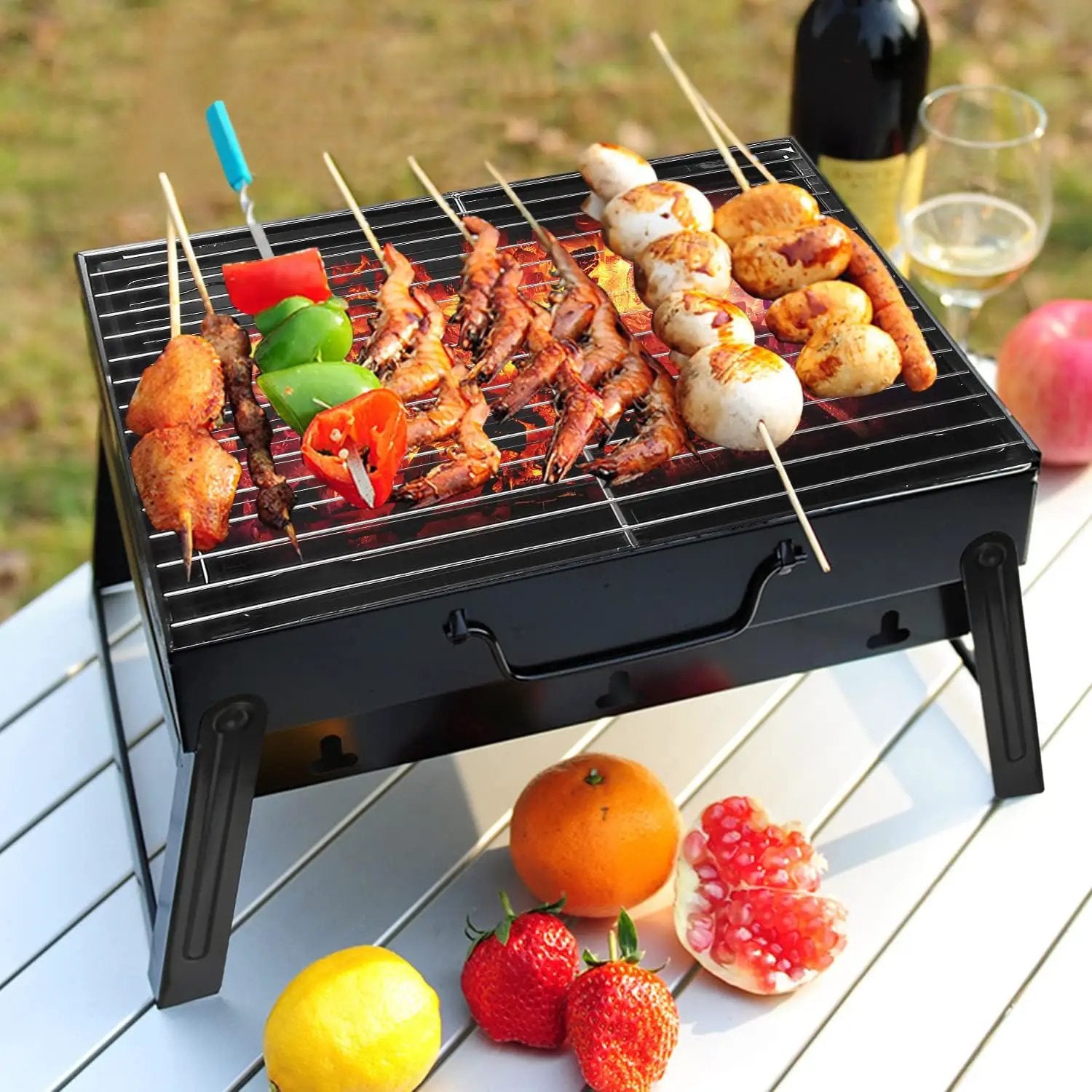 Barbecue Grill Portable BBQ Charcoal Grill Smoker Grill for Outdoor Cooking Camping Hiking Picnics Backpacking by GreenHaven Gardens