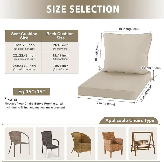 22"x22" Outdoor Cushion for Patio Furniture – Water-Repellent & Fade-Resistant Patio Chair Cushion for Garden, Deck, or Porch – Cream by GreenHaven Gardens