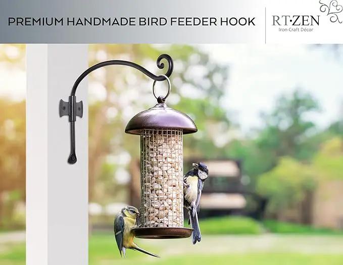 RTZEN Plant Hangers Outdoor or Indoor - Wrought Iron Metal Hanger Indoor Hook - Heavy Duty Wall Bracket Hooks for Hanging Plants Baskets Lanterns Wind Chimes - 2 Pack (Black Axe-Shape Hooks) by GreenHaven Gardens