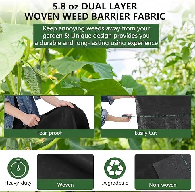 Broadfashion Woven Landscape Fabric 5.8oz, 4 x 300FT Weed Fabric Barrier, Double Layer, Garden Fabric Weed Barrier, Weed Control Fabric Ground Cover, Gardening Mat for Garden Beds, Landscaping by GreenHaven Gardens