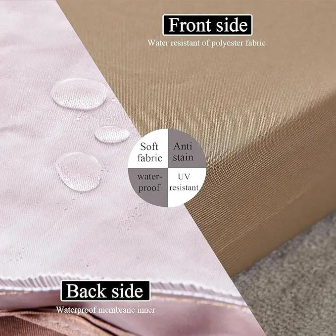 19 x 19 Inch Outdoor Seat Cushions for Patio Furniture with Non Slip and Ties Waterproof & UV Resistant Round Corner Outdoor Chair Cushions Replacement Set of 2, Khaki by GreenHaven Gardens