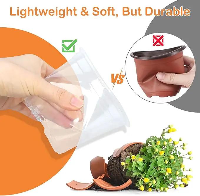 45 Pack 7/6/5/4/3 Inch Clear Nursery Pots for Plants, Clear Plastic Plant Pots with Drainage Holes, Transparent Variety Pack Flexible Garden Pot for Outdoor Indoor, Seed Starting Pots (Clear) by GreenHaven Gardens