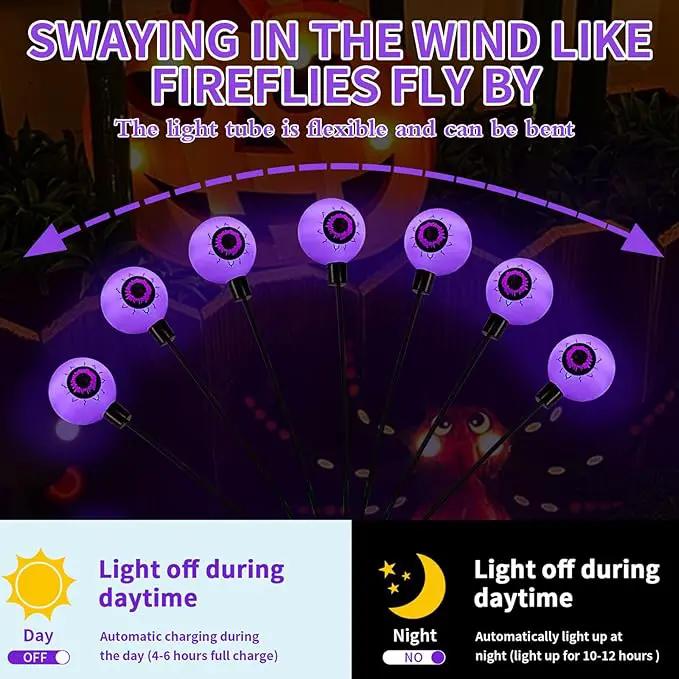 Aogist Halloween Decorations Eyeball Swaying Firefly Light Bright Long Standby Time Waterproof Outdoor Lights for Beautiful Spaces Garden Yard Lawn Pathway Porch Party Decor (Purple, 2 Pack-12 LEDs) by GreenHaven Gardens