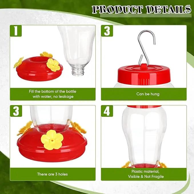 6 Pcs Hummingbird Feeder with Hanging Wires for Outdoor Hanging 16 oz Plastic Hummingbird Feeders Bird Feeder for Outside Wild Bird Feeder with 5 Feeding Ports for Home Garden Yard, Easy Filling by GreenHaven Gardens