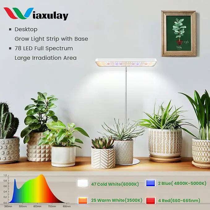 Wiaxulay Grow Light, 78 LED Plant Light for Indoor Plants, Full Spectrum Desktop Growing Lamp with Auto Timer 6/12/16 Hrs, 3 Lighting Modes, 5 Dimmable Levels, Height Adjustable 7.8"-26", 1 Pack by GreenHaven Gardens